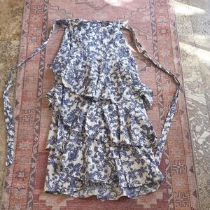 Especia Floral Blue and White Women's wrap around maxi Skirt